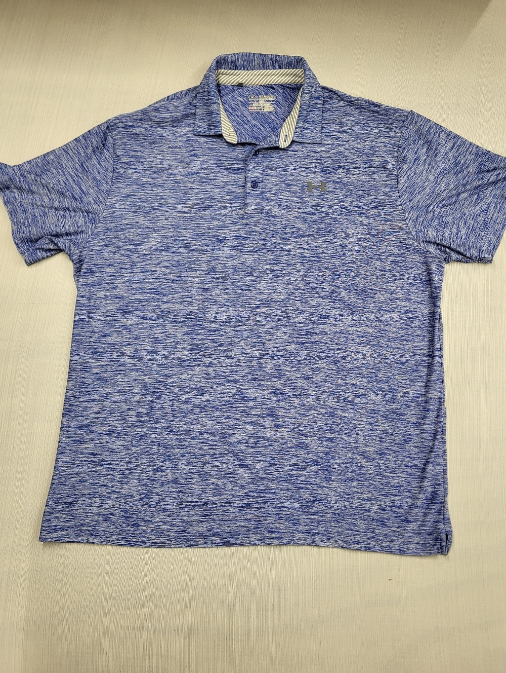 Under Armour Polo Shirt Mens 2XL Blue Heather Loose Heatgear Performance Golf